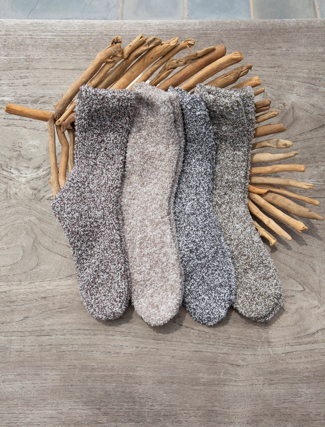 CozyChic Heathered Socks (Charcoal/White)